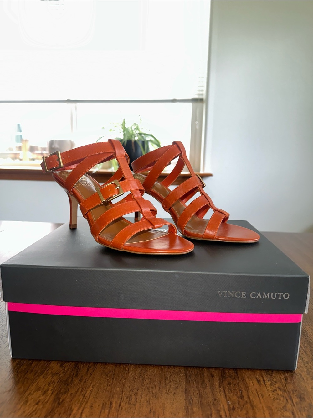 Vince Camuto Bivenya Apricot Leather Heels | Size 7.5